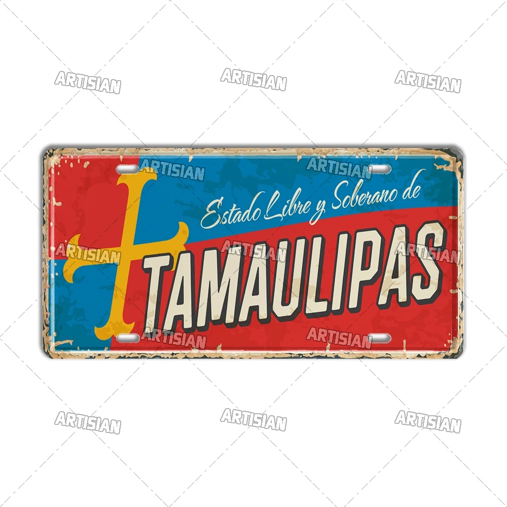thumbnail image 1 of Placa de matrícula de metal artesanal de la ciudad de México, placa de hojalata para coche, decoración de pared, garaje, bar, pub, club, hotel, cafetería, cocina, hogar, 1 of 5