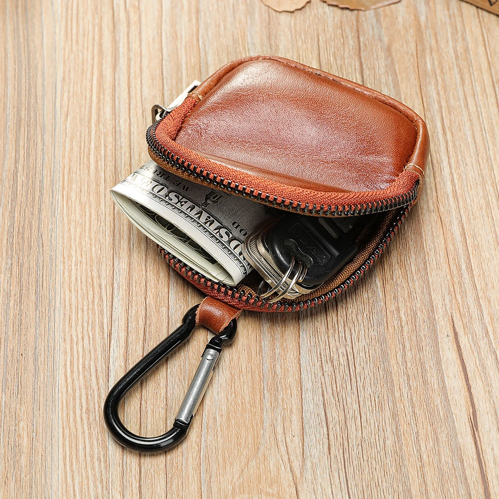 Genuine Leather Coin Purse Vintage Zipper Key Wallet Coin Storage Bag coin purse coin wallet change bag