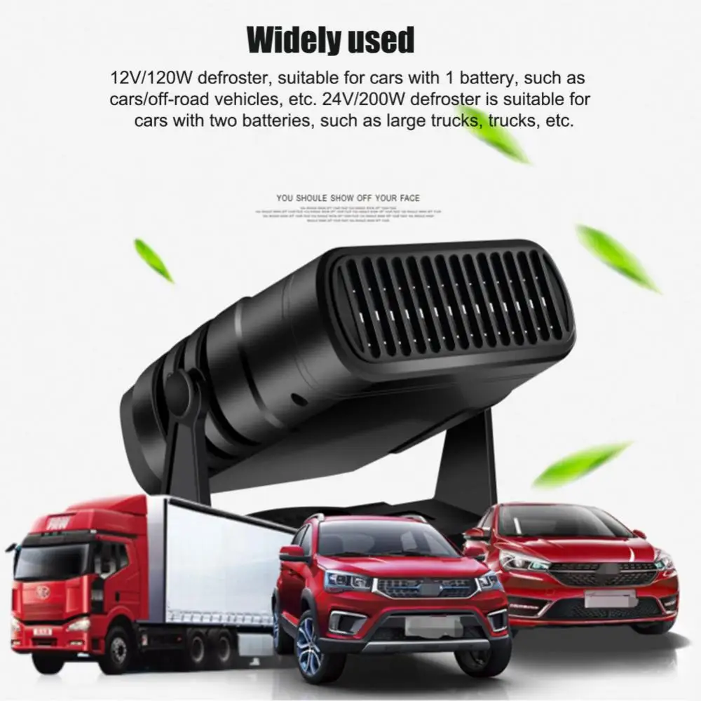 Car Heater Fan 12V 120W 24V 200W Auto Windshield Anti-Fog Electric Heating Dryer Deing Demister Defroster 2 IN 1 Coog_voghion.com