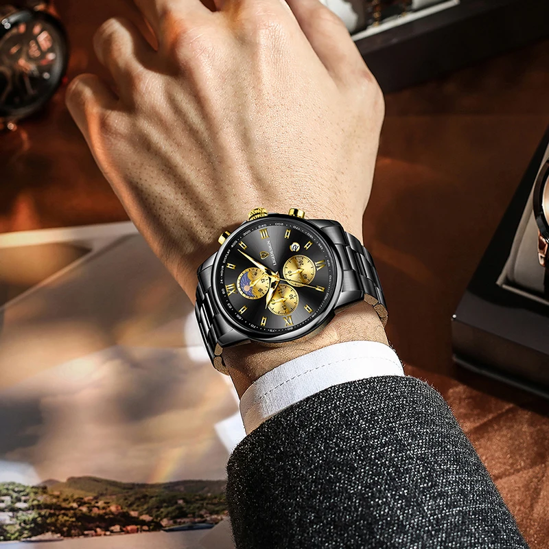 LIGE New Business Men Watch Fashion Sports Chronograph Military Watches For Men Stainless Steel Waterproof Quartz Wristwatch