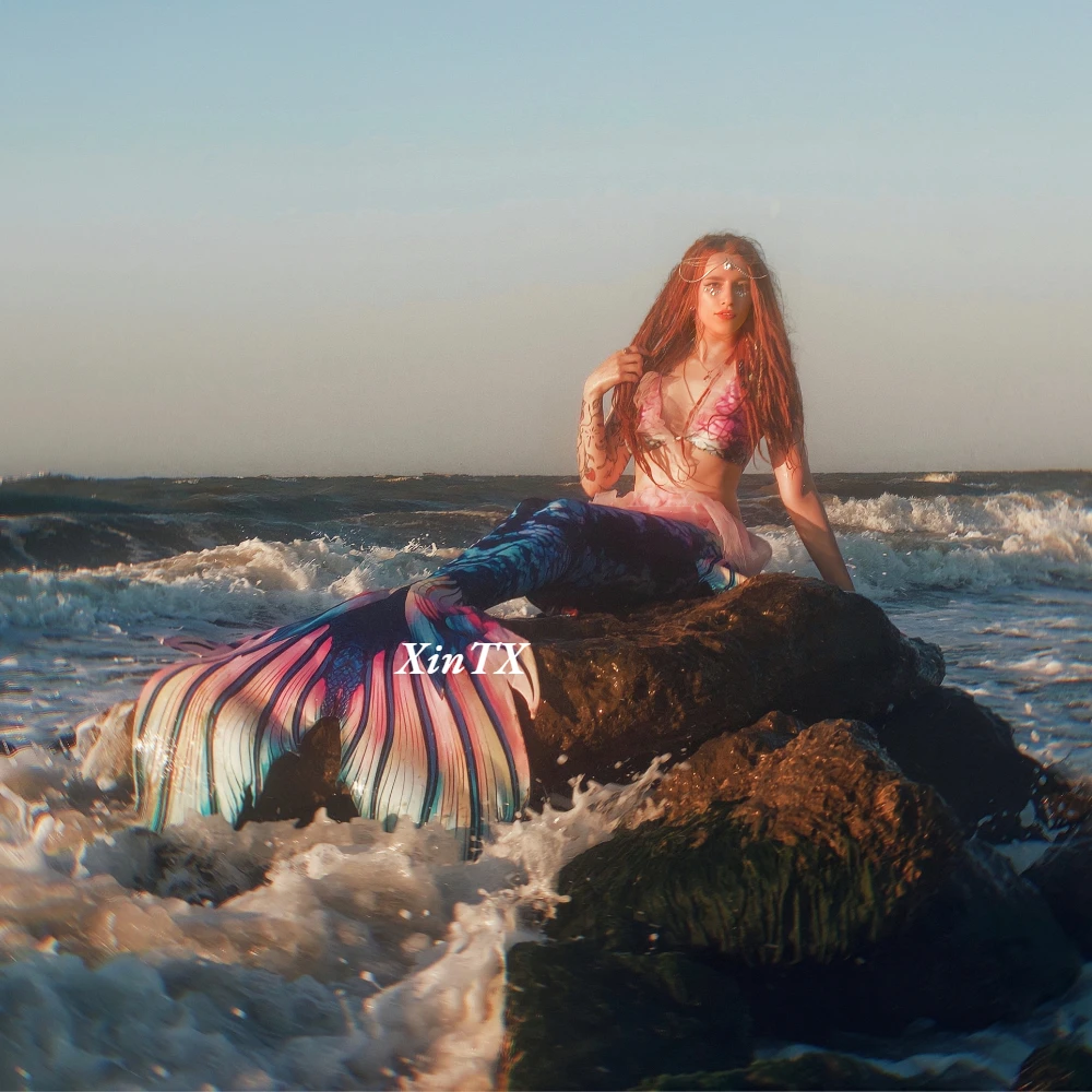 Adults Mermaid Tail Woman Man Swimming Dress For Cosplay Photo Shooting Beauty Women Can Add Monofin Bikini Bra 2