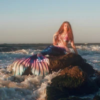 Adults Mermaid Tail Woman Man Swimming Dress For Cosplay Photo Shooting Beauty Women Can Add Monofin Bikini Bra 2