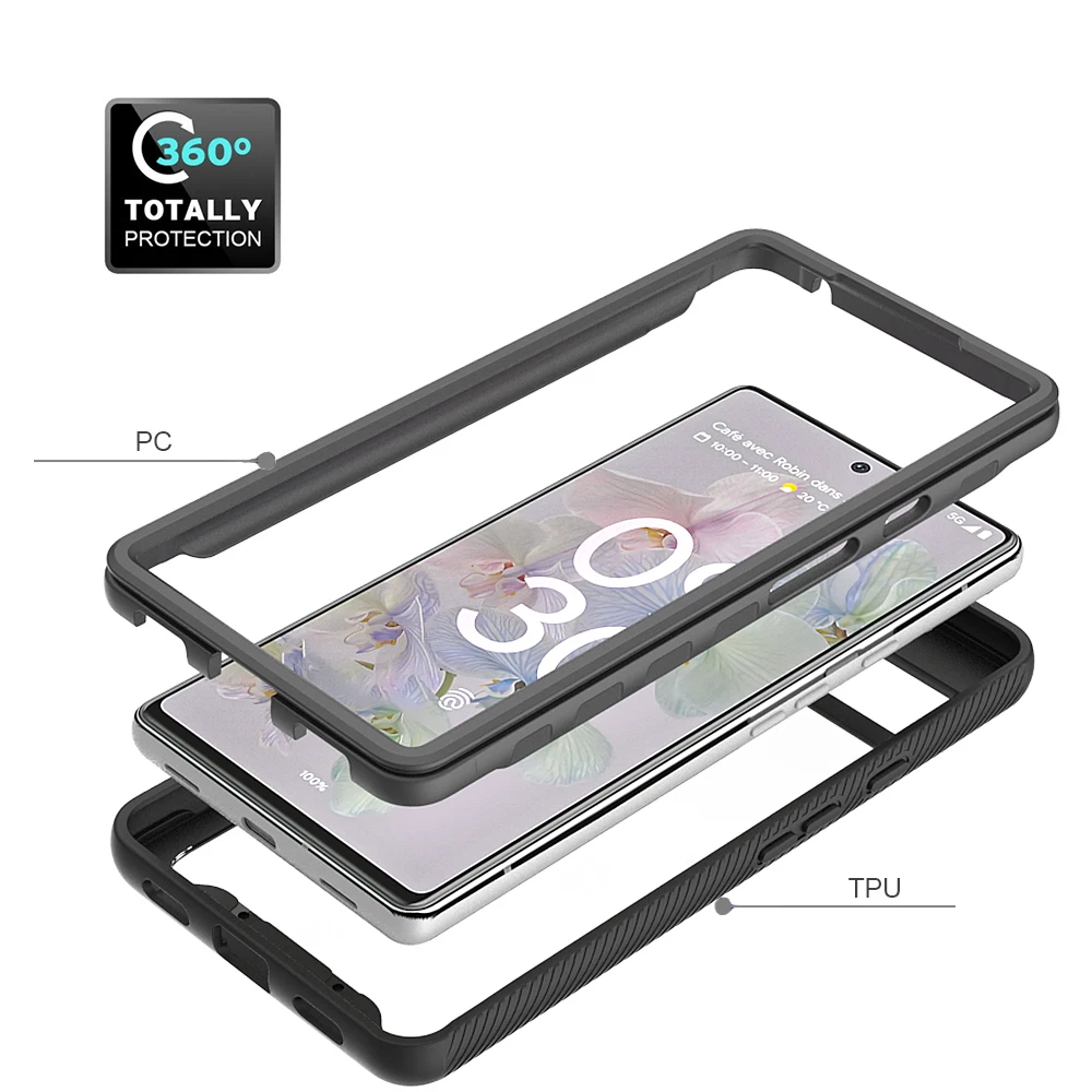 Heavy Duty Rugged Armor Shockproof Case with Soft TPU and Hard Plastic Transparent Back Cover