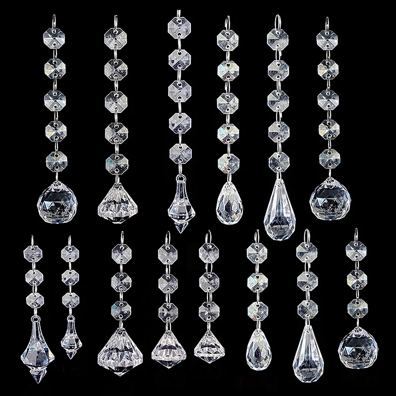 Acrylic Crystal Beads Pendant Garland Chandelier Hanging Party Wedding Decoration Tables Centerpieces Curtain DIY 10pcs