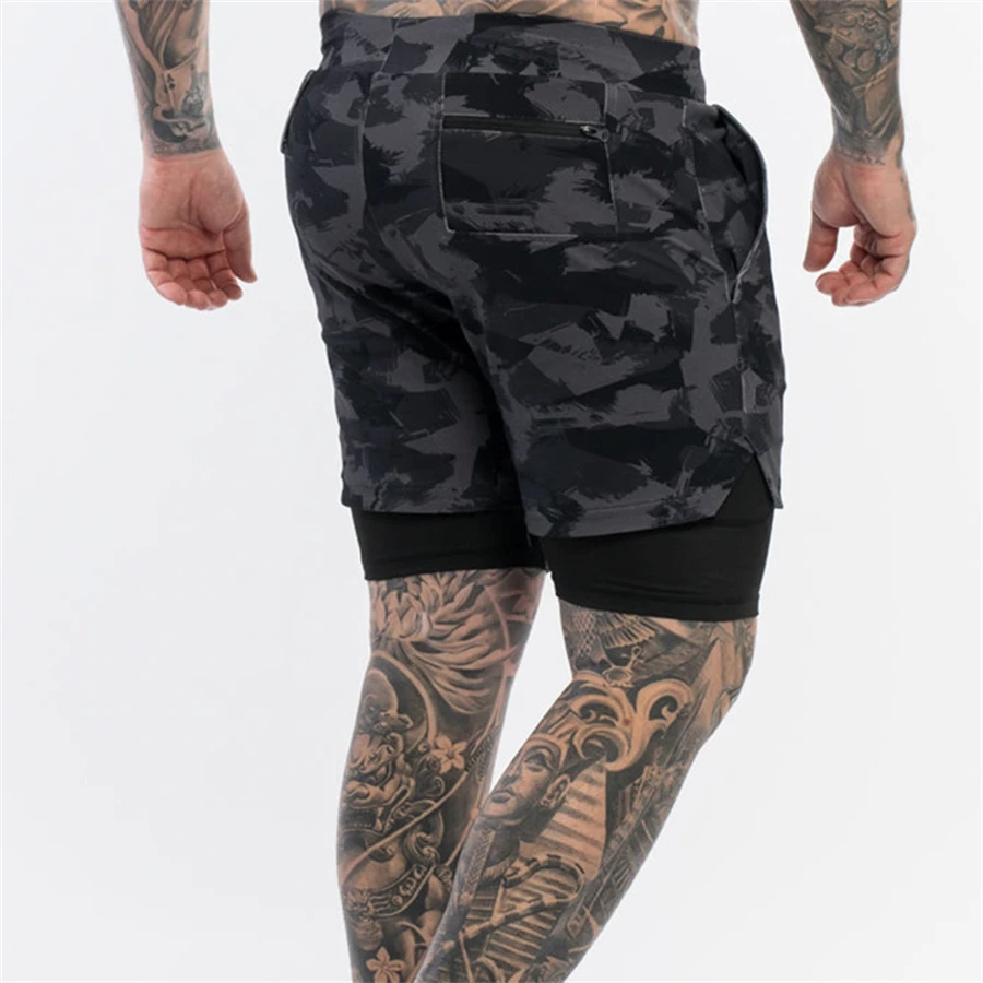 best men's casual shorts 2-in-1 Camouflage Summer New Running Shorts Mensports Jogging Fitness Training Quick Dry Mens Gym Men Shorts Short Pants 2022 mens casual shorts