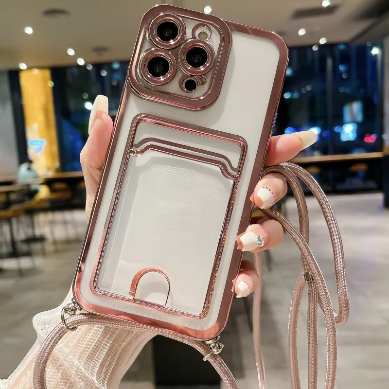 Transparent Strap Case For iPhone 15 13 12 11 Pro Max XR X XS 7 8