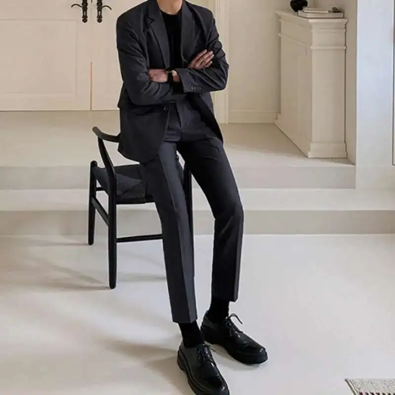 IEFB Two-piece Set Casual Suit Men's Spring New Korean Style Loose Fitting Formal Suit Coat Business Straight Pant 9C1649