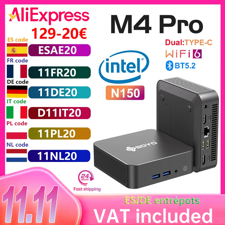 ミニPC SOYO M4 Pro N150 16GB 512GB SOYO M4 PLUS Mini PC Intel N150 8GB 16GB RAM 256GB 512GB SSD