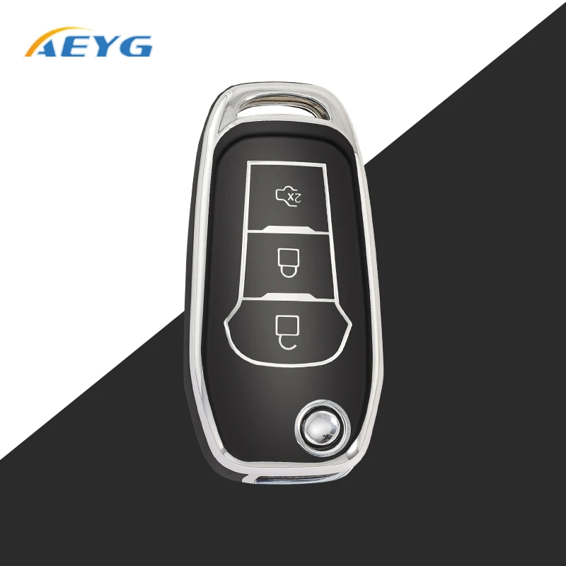 

TPU Car Flip Key Case Cover Shell Fob For Ford Fusion Fiesta Mondeo Ecosport Kuga Escort Everest Ranger F150 Ranger Protector