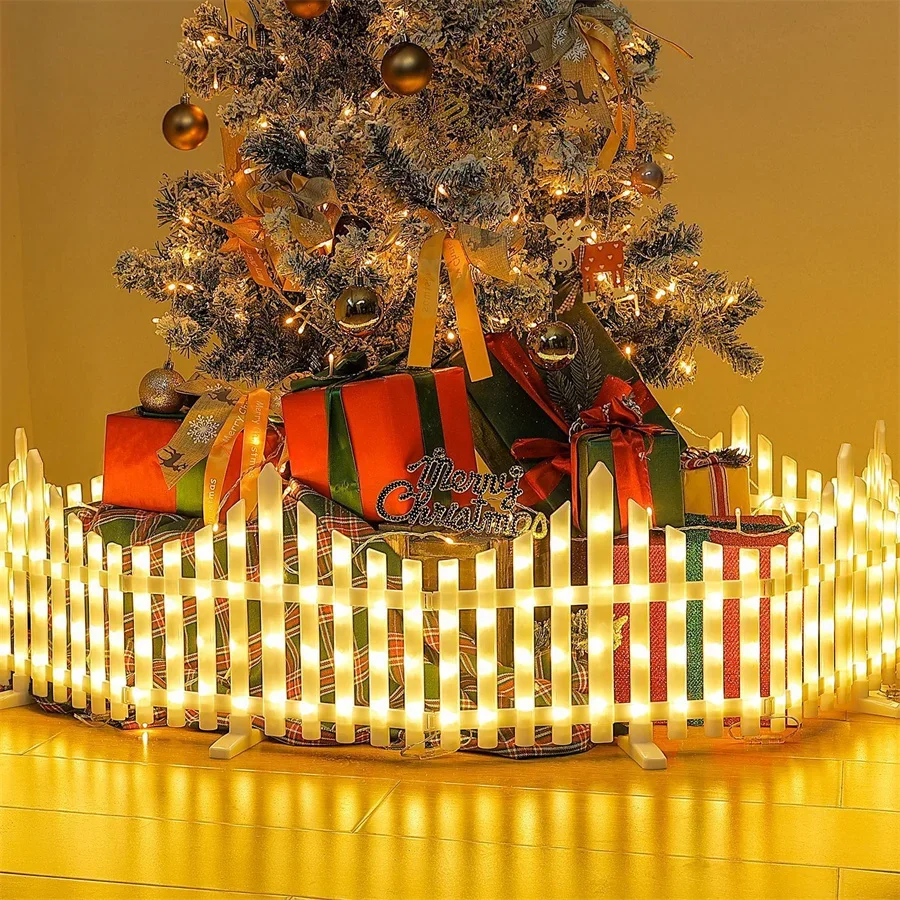 thumbnail image 1 of Paquete de 8 luces de Navidad para valla de jardín iluminadas de 110 pulgadas, 8 modos, luces de plástico blancas para valla de jardín, 1 of 5