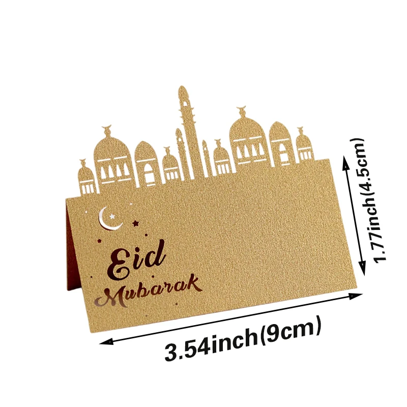 50/100Pcs Eid Mubarak Architectur Table Name Place Card Muslim Lace Name Message Setting Card Wedding Birthday Party Favor Decor