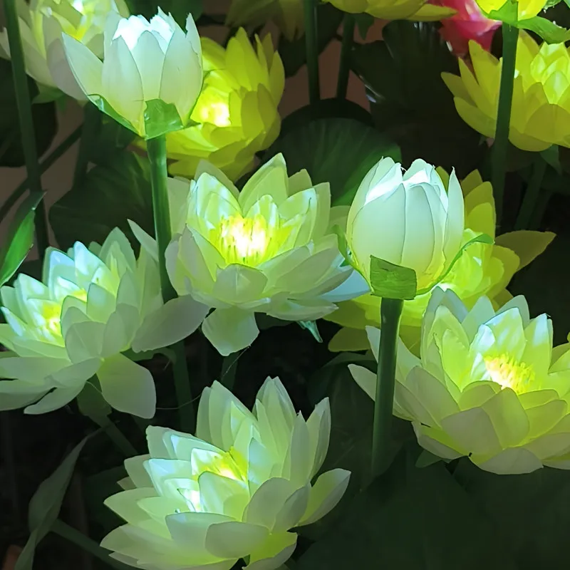 Solar-Powered Lotus Flower LED Garden Lights - Outdoor Decorative Landscape Lighting