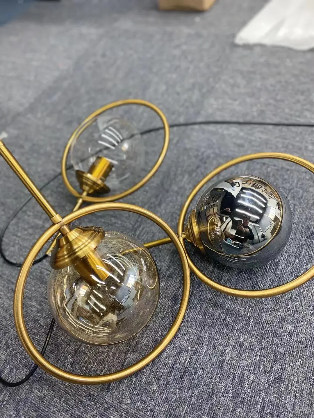 Modern Glass Ball Pendant Lighting Fixture Golden Ring Kitchen Dining Room Bedside Hanging Lamps Luminaire Suspension Lights 5