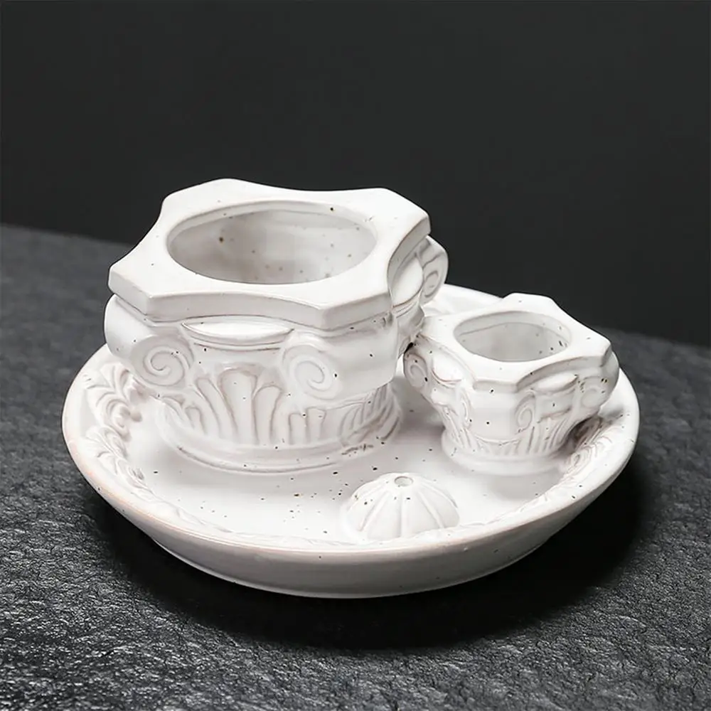 4 In 1 Ceramic Incense Burner Holder Santo Holder Multifunction Candle Santo Burner for Burning Ceramic Ash Catcher Tray