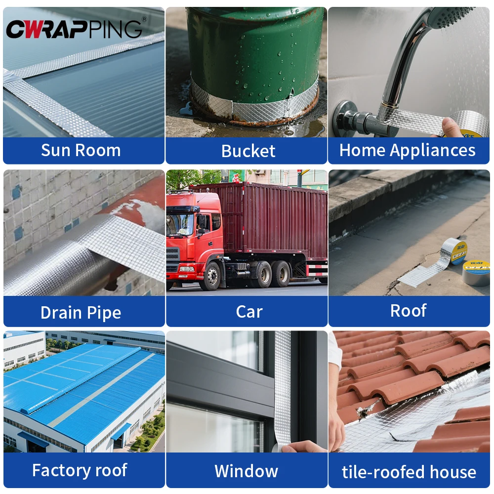 Waterproof Tape High Temperature Resistance Aluminum Foil Thicken Butyl Tape Wall Pool Roof Crack Duct Repair Sealed DIY