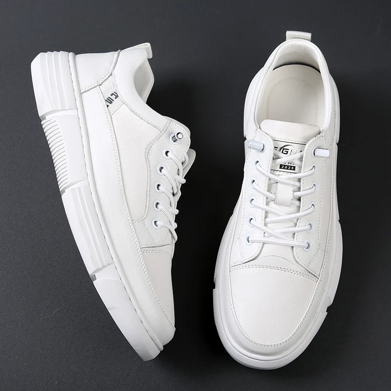 

Luxury Brand Men's Shoes Genuine Leather Italian Casual Shoes White Elegantes Lace-up Skateboard shoes Tenis Masculino Walking