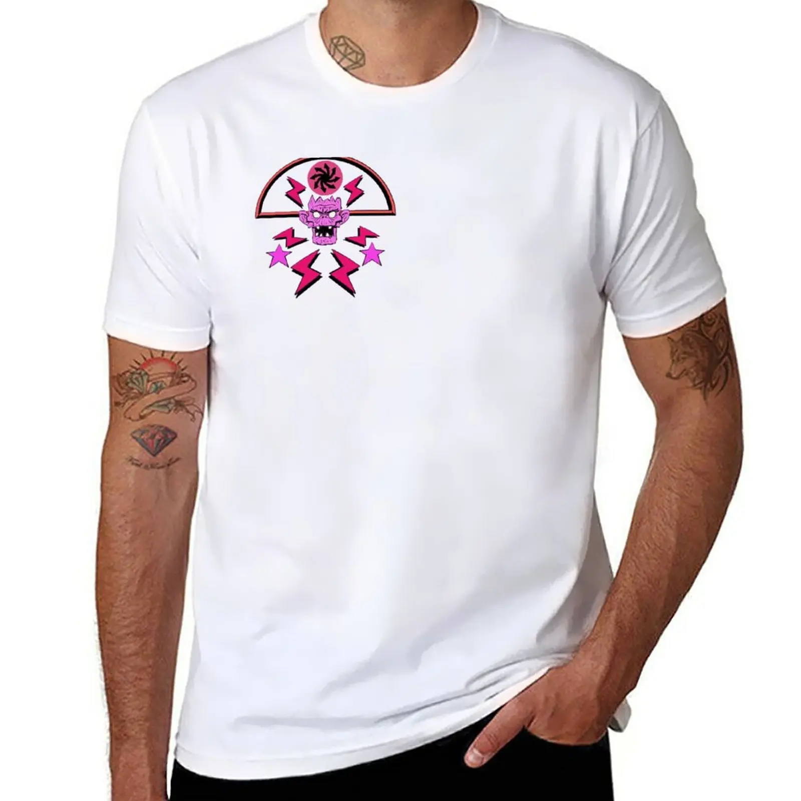 

New the rock lightning skull T-Shirt sweat shirt cute tops plus size t shirts korean fashion mens vintage t shirts
