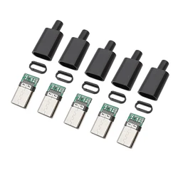 Type - C USB 3.1 Male Plug Welding Connector Set - Charging Plugs & Data Cable Accessories (5Pcs Black)