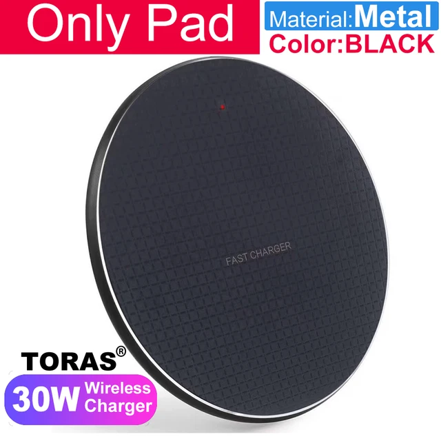 TORAS 30W Wireless Charger for iPhone 11 Xs Max X XR 8 Plus 30W Fast Charging Pad Ulefone Doogee Samsung Note 9 Note 8 S10 Plus 30W Black