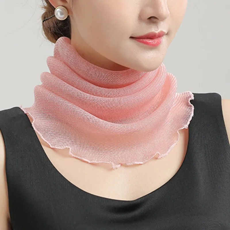 Chiffon Sommer Hals Kragen Schal Damen Gesichtsbedeckung Masken Seidenlätzchen Sonnenschutz Vielfalt Sonnenschutz Kreis Schal Mesh Stirnband – Detail 14