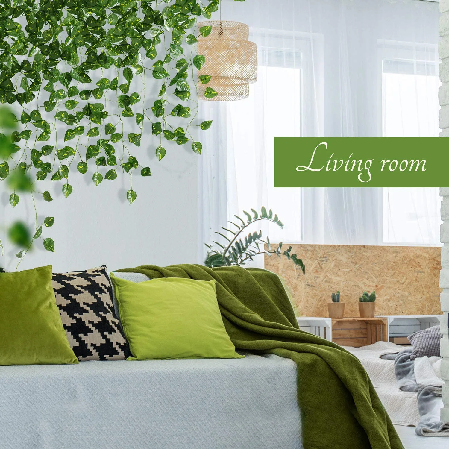 6pcs Artificial Hanging Plant Fake Vine Ivy Leaf Greenery Garland Garden Fence Exterior Decor