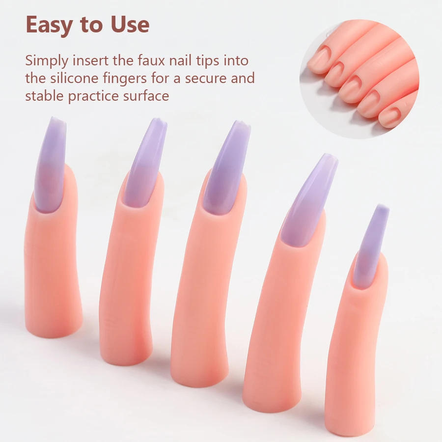 5Pcs Nail Art Practice Set Silicone Finger Tips for Nail Extension Training Manicure Design Tool