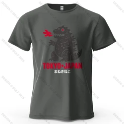 Tokyo Dinosaur Printed Oversized Cotton T - Shirt - Harajuku Graphic Streetwear Tee - XXXL (Dark Gray)
