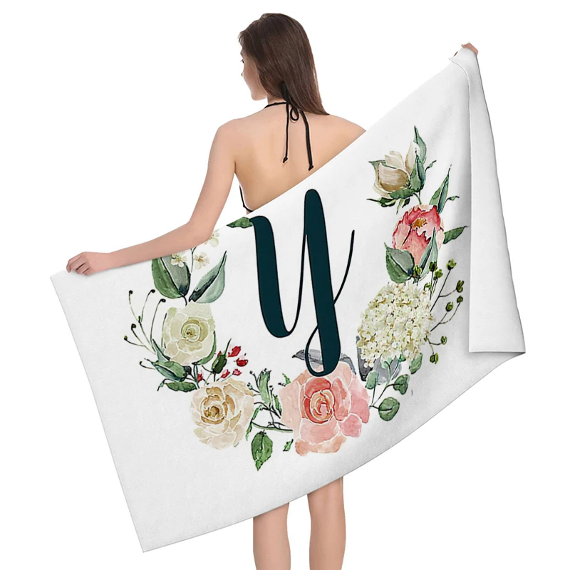 Home bath microfiber towels for the body bathroom letters and flower quick drying beach towel man and women large sports