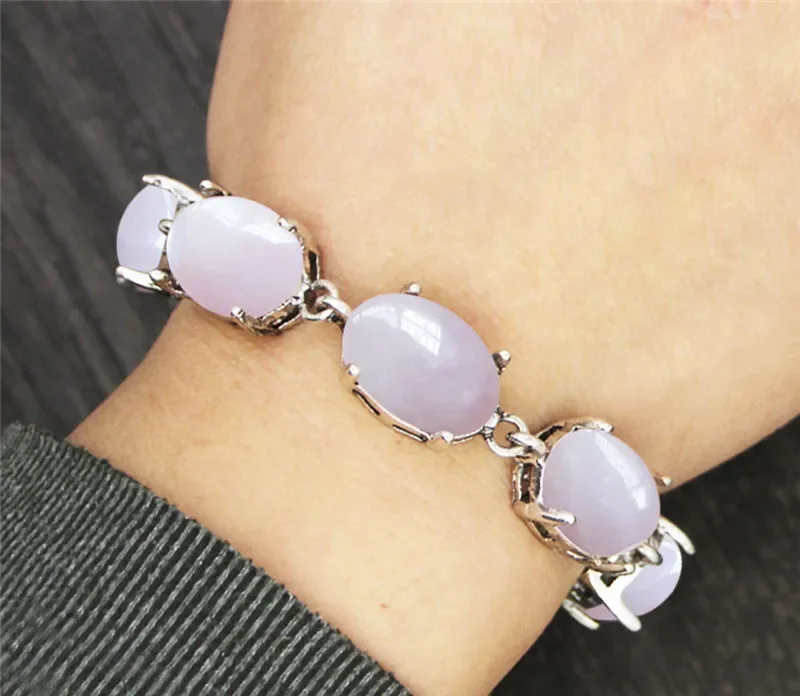 Bracelet Jewelry Vintage Oval Natural Jades Quartz Women