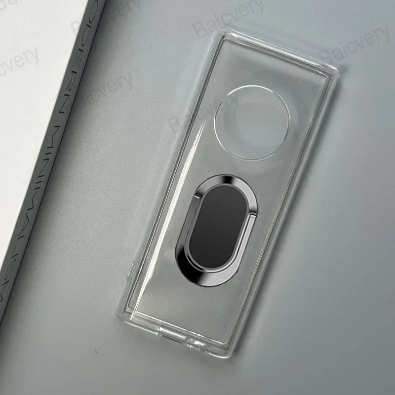 Transparent Clear Black Protective Phone Case with Magnetic Bracket
