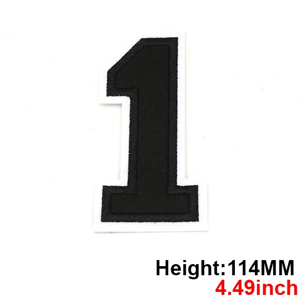Large Black Embroidered Number Patch 114mm - Iron-On Applique for Clothing, Accessories, and Crafts