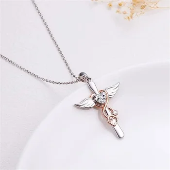 Female Charm Crystal White Stone Heart Pendant Necklace Vintage Silver Color Wedding Jewelry For Women