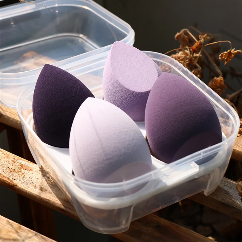 FLD 4PCs Colorful Makeup Puff Sponge Egg Dry and Wet Beauty Cosmetic Foundation Powder Bevel Cut Make Up Sponge Tools