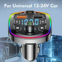 Car Hands-Free Bluetooth-compaitable 5.0 FM Transmitter 2 Fast MP3 Player Audio Receiver Car Charger Kit Handsfree Modulato I5N1 4