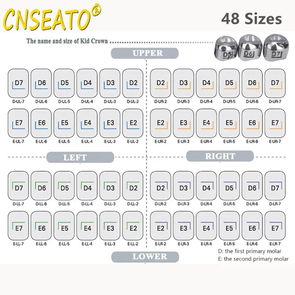 Corona Astrale Pokemon 5 Corone Molari Primarie In Acciaio Inox Per Pedodonzia &ndash; Set Da 48 Taglie, Per Bambini Corone Per Denti Molari Da Latte