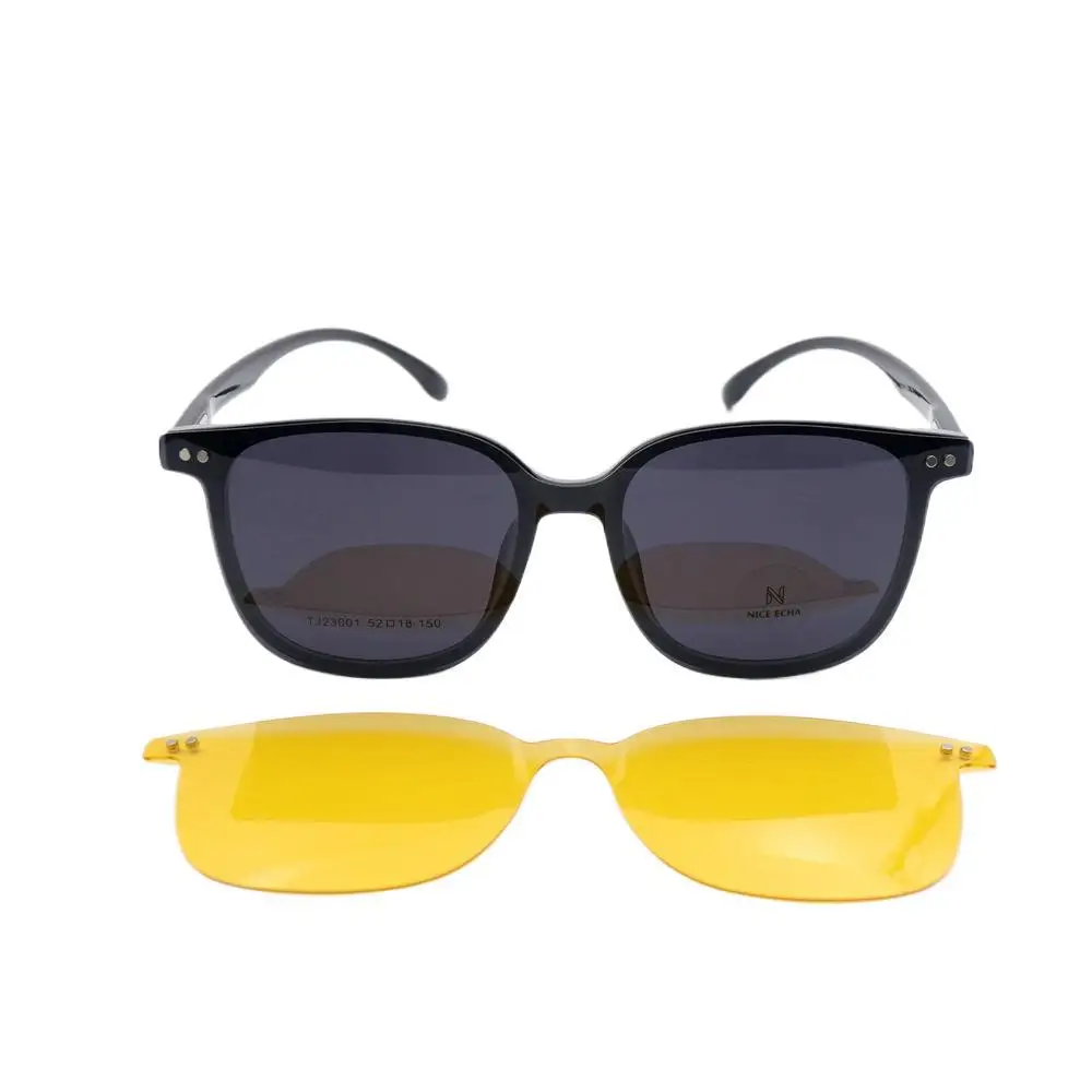 New Fashion 3in1 High Definition Clip On magnetic TR glasses frame men and women UV400 Sleeve Sunglasses Shadow Eyewear TJ23001