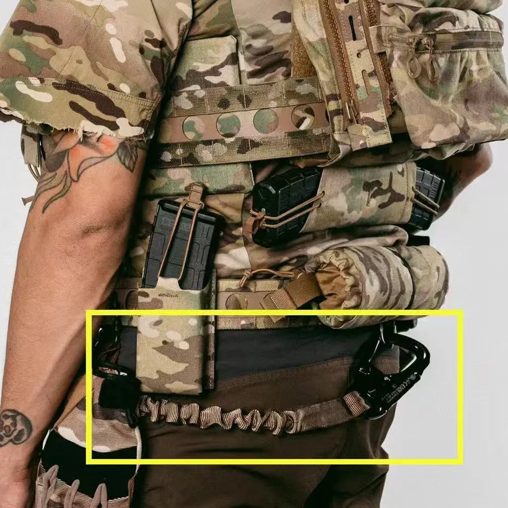 Taktisches Persönliches Sicherheitsband mit Schnellverschluss Elastisches Sicherheitsseil Navy Seal Rettungsschlinge Doppelkopf-Hängeschnalle – Detail 5