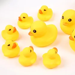 10pcs Cute Squeaky Small Rubber Ducks Baby Bath Toys Squeeze animal Shower Water Game Classic Toys for Kids Birthday Favors