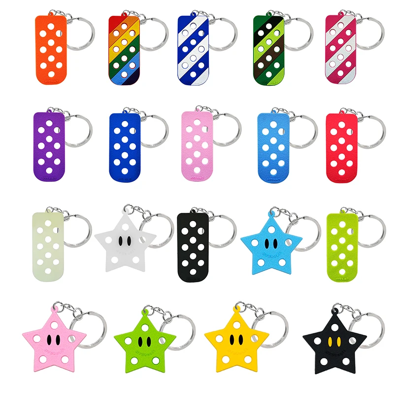 1PCS Keychain Board Accessory Star Keychain Key Plate fit Metal Letter Croc Shoe Charms Cute Handbag Pendant Friends Gift