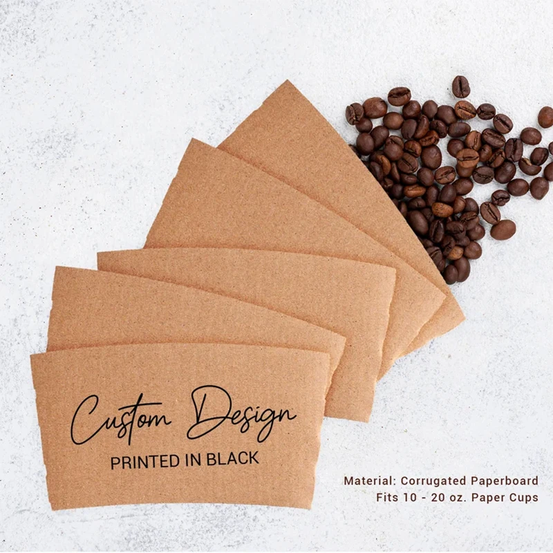 Personalized Disposable Paper Coffee Cup Sleeve for Wedding Custom 20-100ps Heat Insulation Drinks Cup Sleeves for Hot Beverages