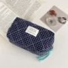 1pc Vintage Plaid Cotton Cosmetic Bag Casual Style Lightweight with Random Print Design  Portable Travel Organizer Pouch 6