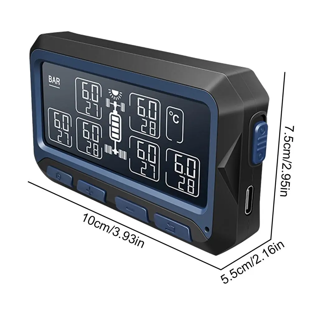 Aramox 6-wielige vrachtwagen, lichte vrachtwagen, draadloze bandenspanningsmonitor, 8 bar, bandenspanning op zonne-energie, TPMS-bandenspanningsmonitor