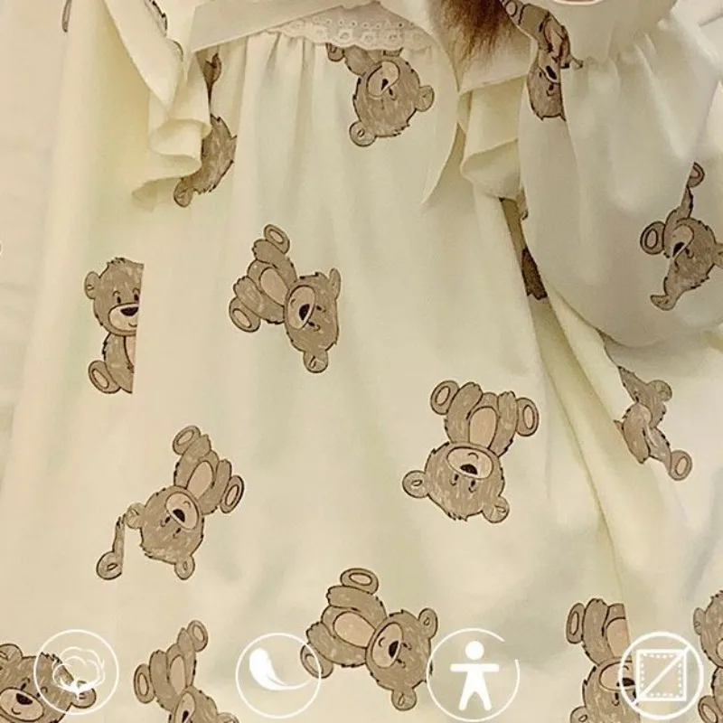 Princess Style Pajamas Outfit Women's Spring Autumn Long Sleeved Nighty Japanese Cartoon Two-piece Sleepwear Set Girls Home Wear