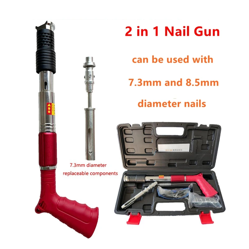 

4 Gears Adjust Steel Nails Gun Rivet Tool Brick Wall Anchor Wire Slotting Device Decoration Rivet Gun for 7.3mm/8.5mm Dia Nails