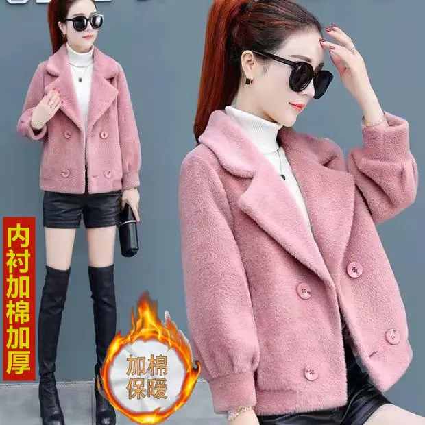 Spring Autumn Imitate Mink Velvet Short Wool Women's Coat New Popularity Imitate Golden Mink Velvet Hair Woolen Overcoat Women