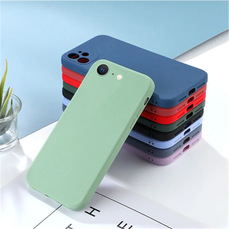 Simple Matte Pastel Colors Original Square Edge Liquid Silicone Phone – i- Phonecases.com