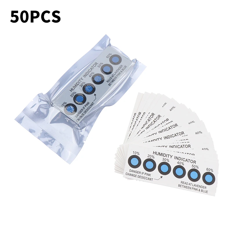 Description Picture 2 of item50 Pcs Humidity Indicator Card For Testing Humidity In Closed Containers10%-60% Test Paper Card Blue Six-point Humidity Card