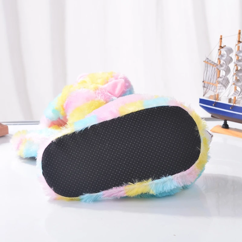 Multicolor Little Sheep Slippers Plush Sherpa Toy Llama Novelty PJ Shoes Soft Animal Pets Fur House Shoes Slippers