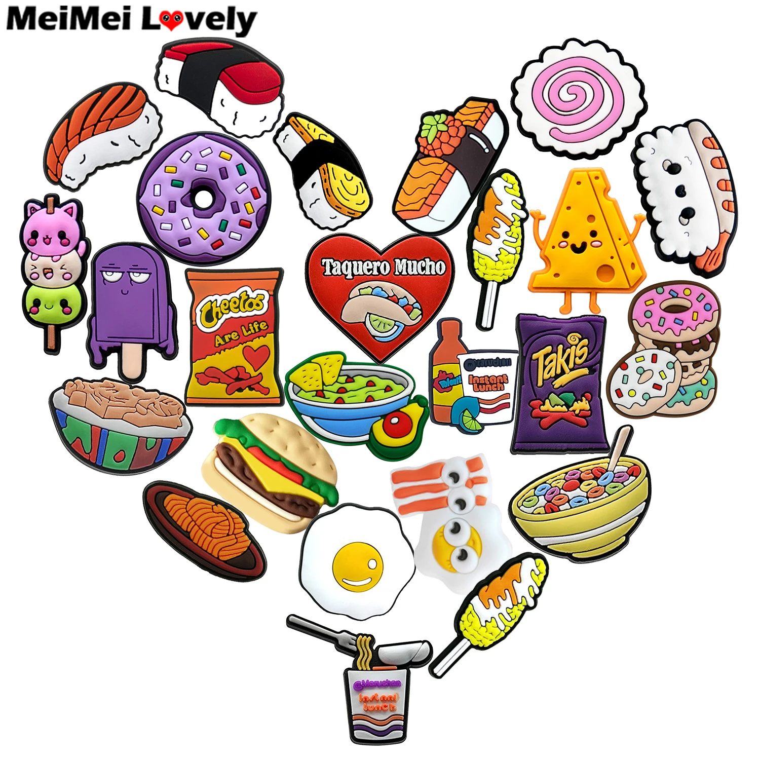 1PCSFoodsShoeCharmsNoodlesBurgersFriesClogJeansShoes