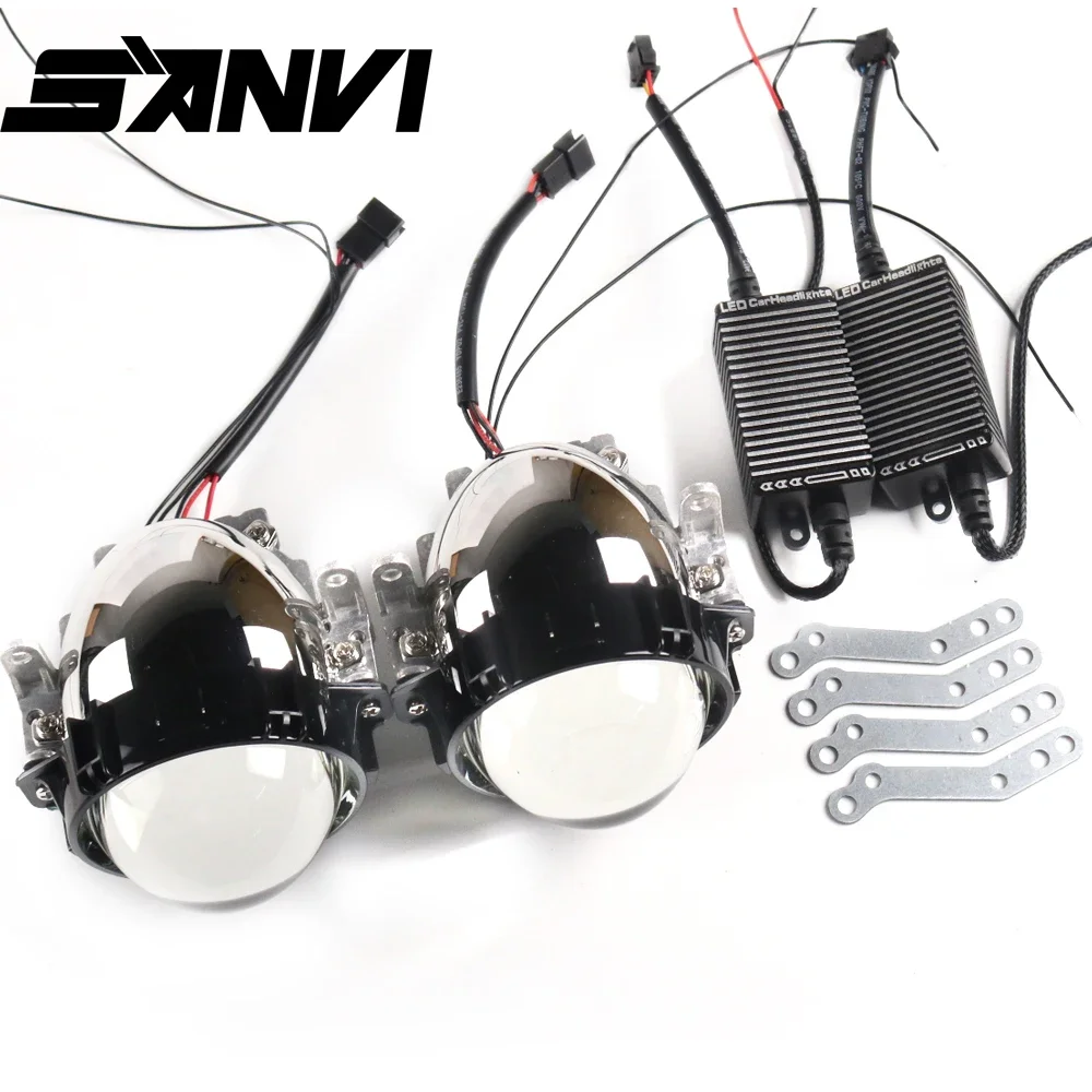 

Sanvi H8 Car 3 Inch Bi LED Projector Lens Headlight 12V 35W 5500K Auto H4 H7 9005 9006 Headlamp Angel Eye Lamps LHD RHD Light